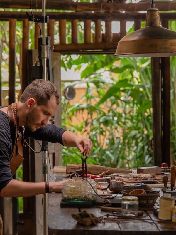 Craftsman in a woodworking workshop