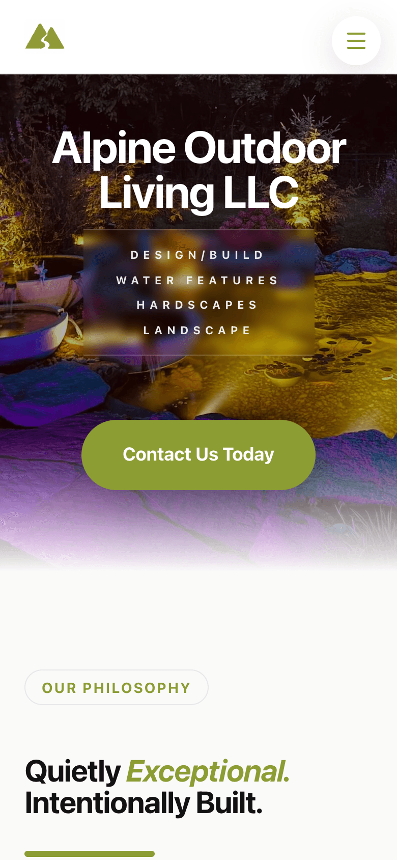 Alpine Outdoor Living LLC mobile website screenshot