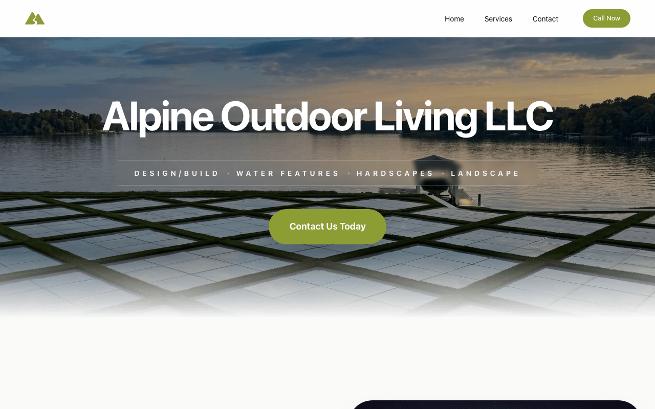 Alpine Outdoor Living LLC website screenshot
