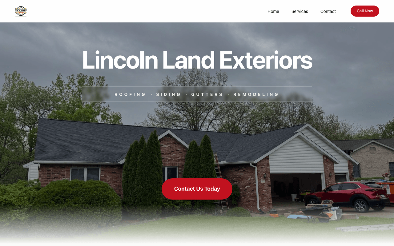 Lincoln Land Exteriors website screenshot